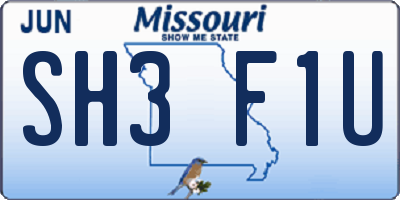 MO license plate SH3F1U