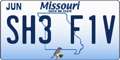 MO license plate SH3F1V