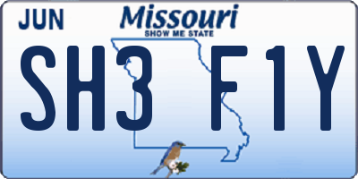 MO license plate SH3F1Y