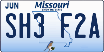 MO license plate SH3F2A
