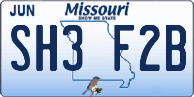 MO license plate SH3F2B