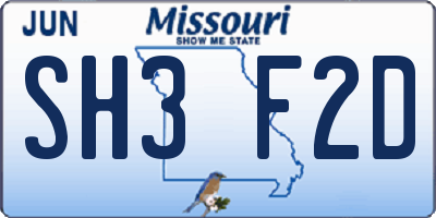 MO license plate SH3F2D