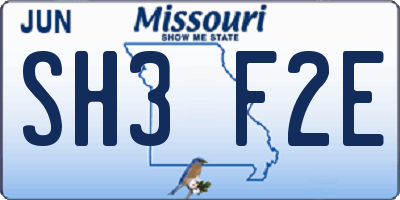 MO license plate SH3F2E
