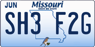 MO license plate SH3F2G