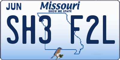MO license plate SH3F2L