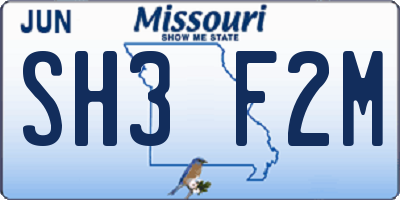 MO license plate SH3F2M