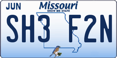 MO license plate SH3F2N
