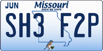 MO license plate SH3F2P