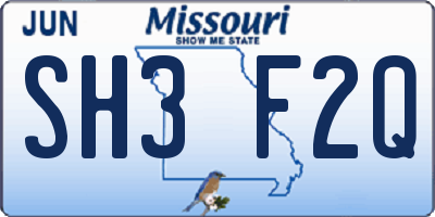 MO license plate SH3F2Q