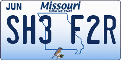 MO license plate SH3F2R