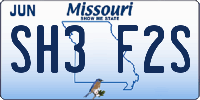 MO license plate SH3F2S