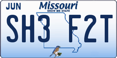 MO license plate SH3F2T