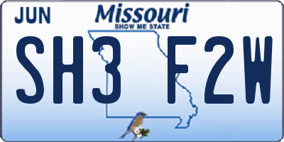 MO license plate SH3F2W
