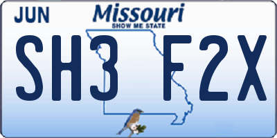 MO license plate SH3F2X