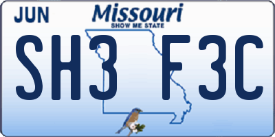 MO license plate SH3F3C