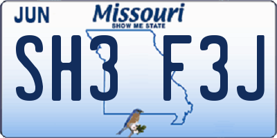 MO license plate SH3F3J