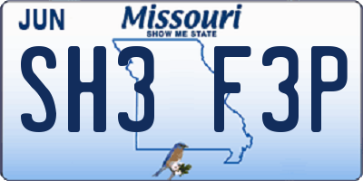 MO license plate SH3F3P