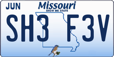 MO license plate SH3F3V