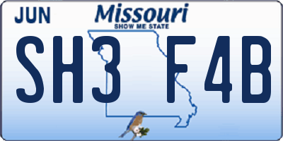 MO license plate SH3F4B