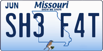 MO license plate SH3F4T
