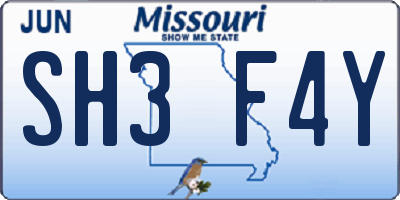 MO license plate SH3F4Y