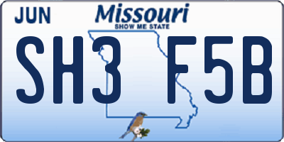 MO license plate SH3F5B