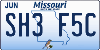 MO license plate SH3F5C