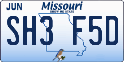 MO license plate SH3F5D