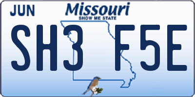 MO license plate SH3F5E