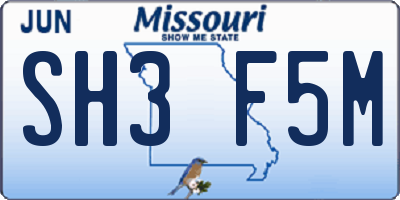 MO license plate SH3F5M