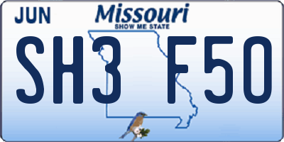 MO license plate SH3F5O