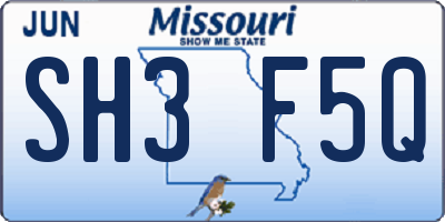 MO license plate SH3F5Q