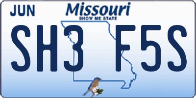 MO license plate SH3F5S