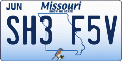 MO license plate SH3F5V