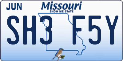 MO license plate SH3F5Y