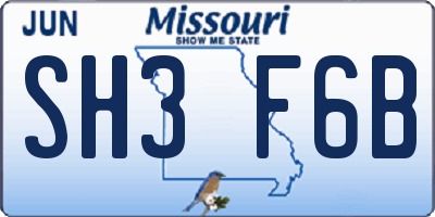 MO license plate SH3F6B