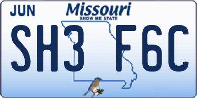 MO license plate SH3F6C