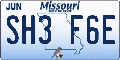 MO license plate SH3F6E