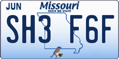 MO license plate SH3F6F