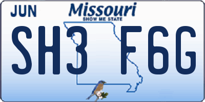 MO license plate SH3F6G