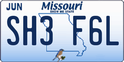 MO license plate SH3F6L