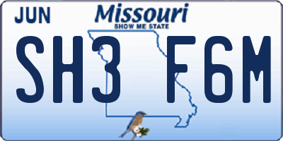 MO license plate SH3F6M