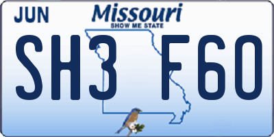 MO license plate SH3F6O