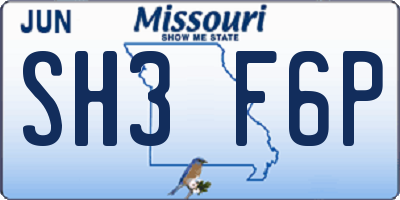 MO license plate SH3F6P
