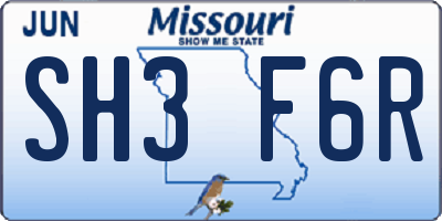 MO license plate SH3F6R