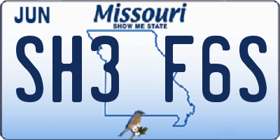 MO license plate SH3F6S