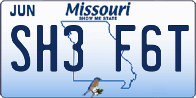 MO license plate SH3F6T