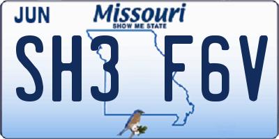 MO license plate SH3F6V