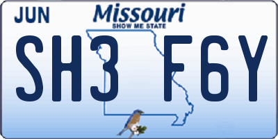 MO license plate SH3F6Y