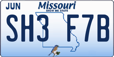 MO license plate SH3F7B